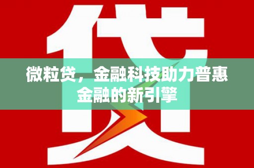 上杭微粒贷，金融科技助力普惠金融的新引擎