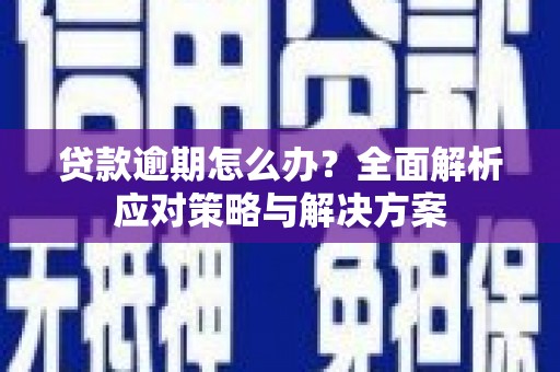 上杭贷款逾期怎么办？全面解析应对策略与解决方案