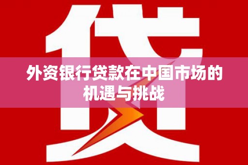 上杭外资银行贷款在中国市场的机遇与挑战
