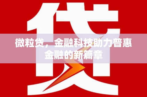 上杭微粒贷，金融科技助力普惠金融的新篇章
